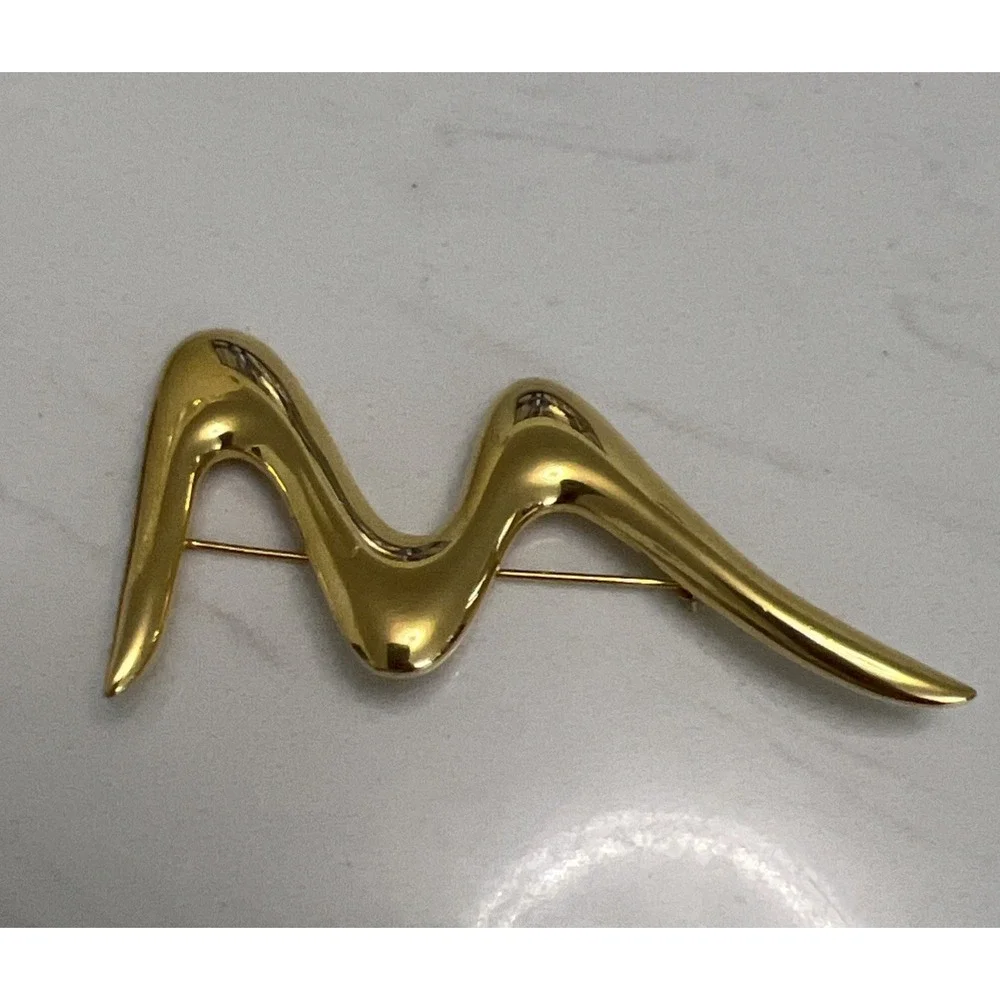Vtg‎ Trifari Brooch Lot Golden Tone Pin Modernist Signed Designer